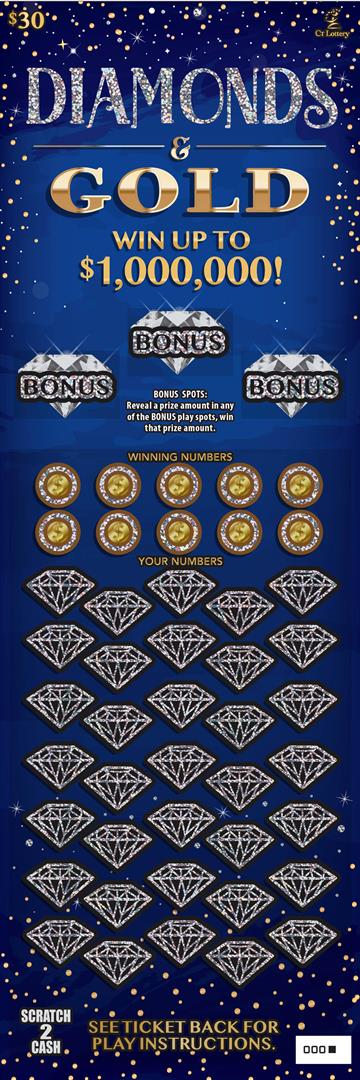 DIAMONDS & GOLD scratch ticket — sample view