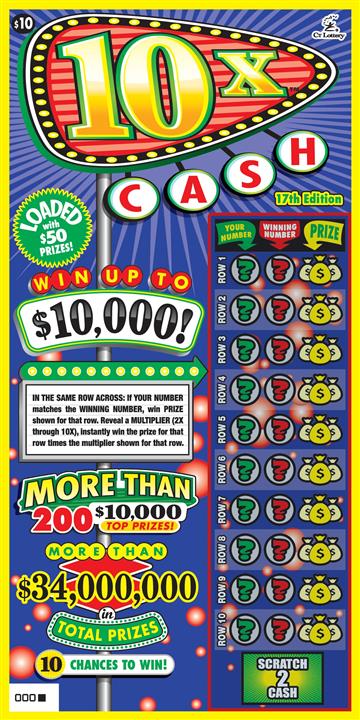 10X™ Cash 17th Edition scratch ticket — sample view