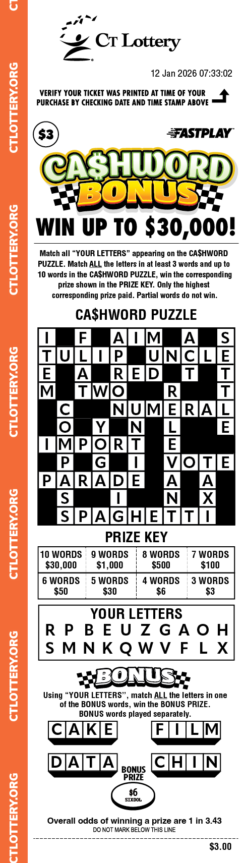 Ca$hword Bonus playslip