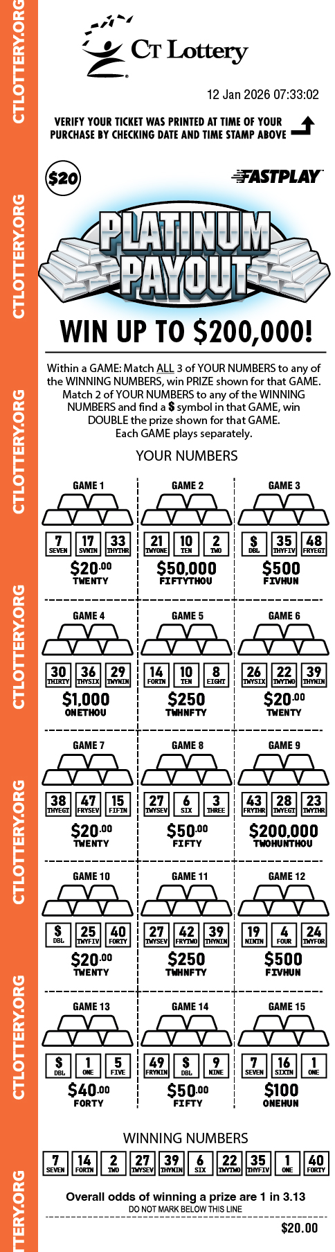 Platinum Payout playslip