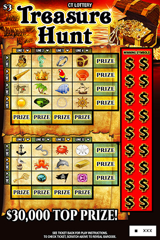 TREASURE HUNT scratch ticket — sample view